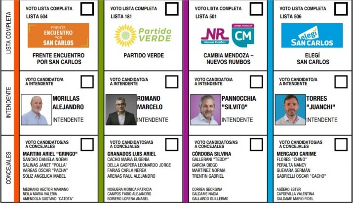 Elecciones en San Carlos: los 4 candidatos que aparecerán en la boleta única