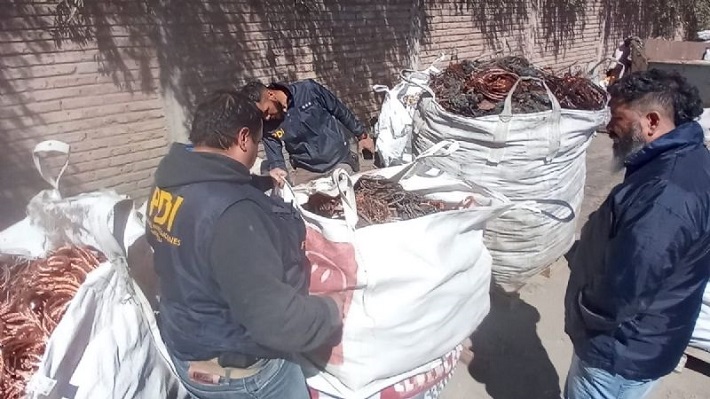 Secuestran más de 4.000 kilos de cobre en allanamientos en San Rafael