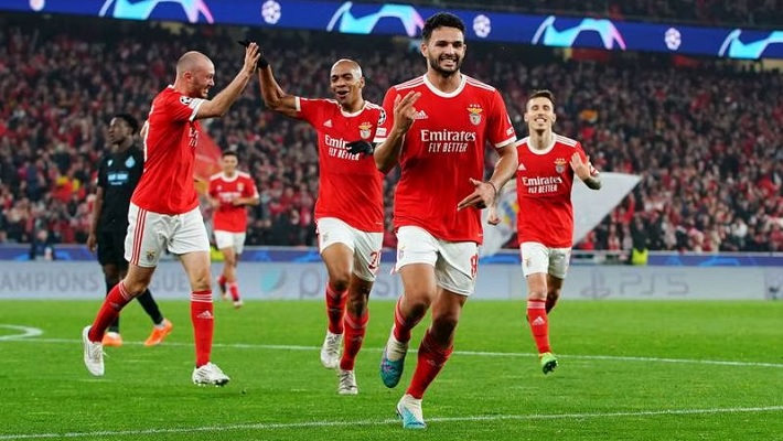 Benfica le ganó 5-1 a Brujas y avanzó a cuartos de la Champions League