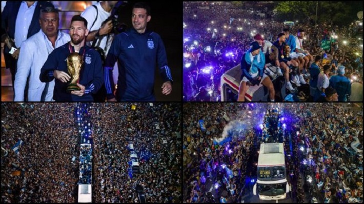 El espectacular recibimiento a Messi y a la selección en Argentina