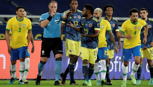 Con polémica y sufrimiento, Brasil venció a Colombia