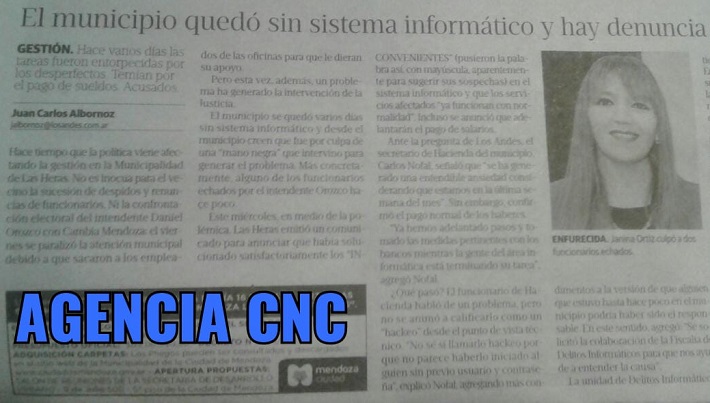 AGENCIA CNC: Hackeo y robo desestabilizador terrorista a la Municipalidad de Las Heras