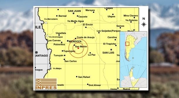 Se registró un sismo de 5,2 grados con epicentro a 69 kilómetros de Mendoza capital