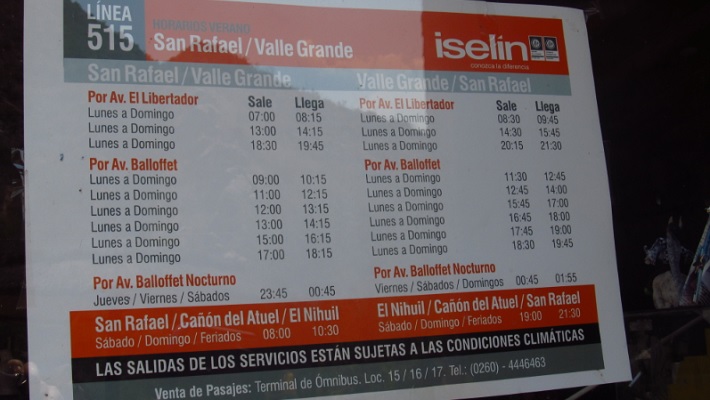 Desde este lunes Iselín hay más frecuencias desde San Rafael ciudad hacia Valle Grande